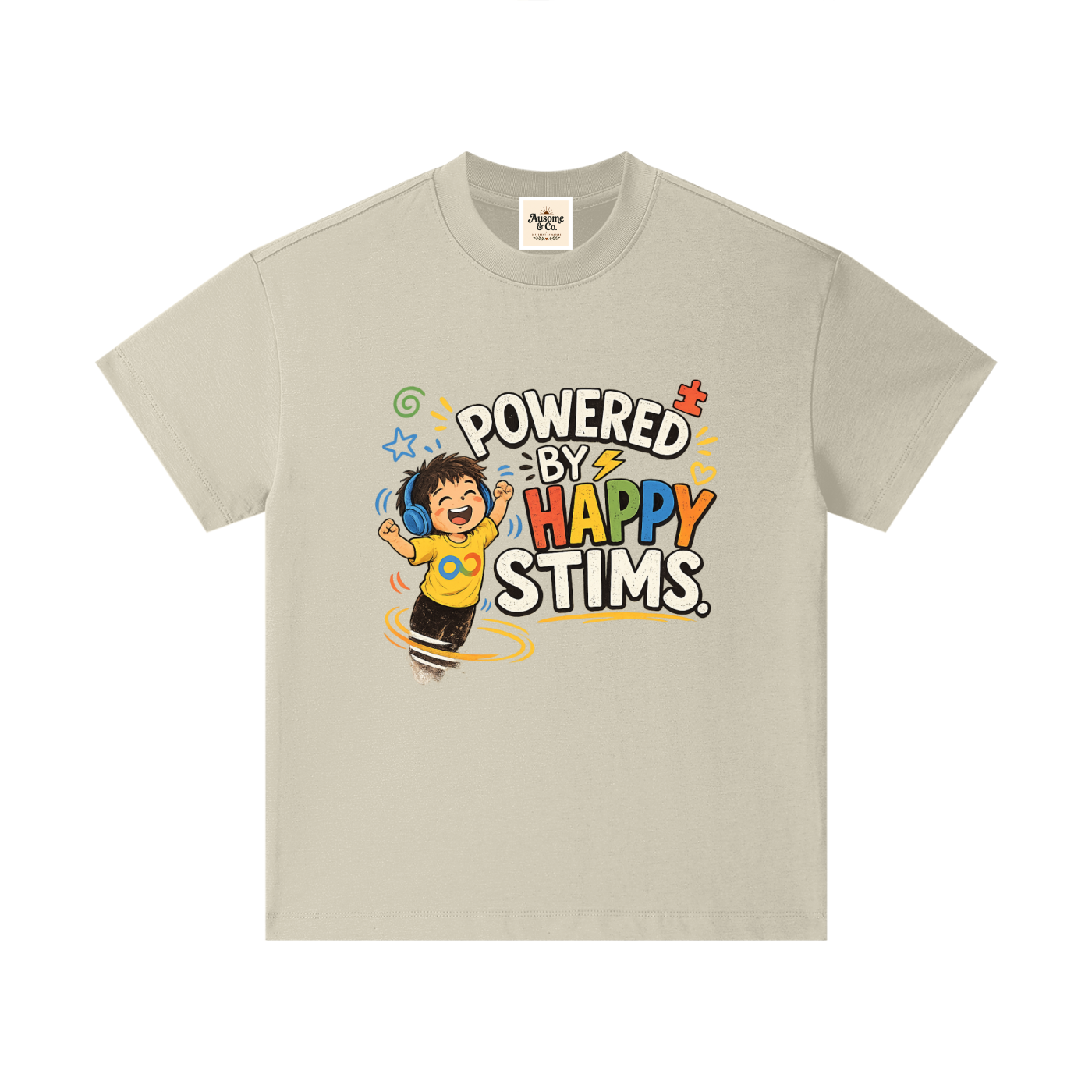 Powered by Happy Stims Pure Cotton Essential Kids T-Shirt