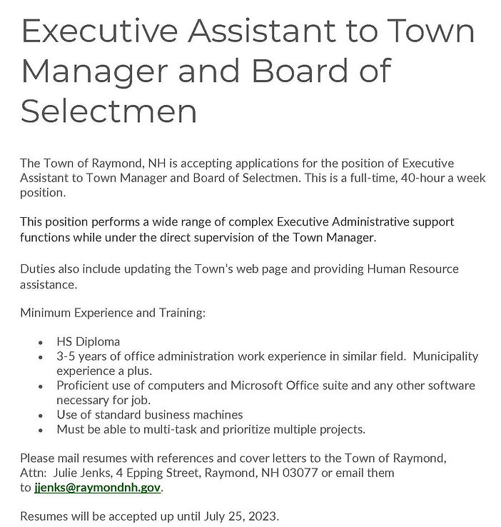 Employment raymondnh