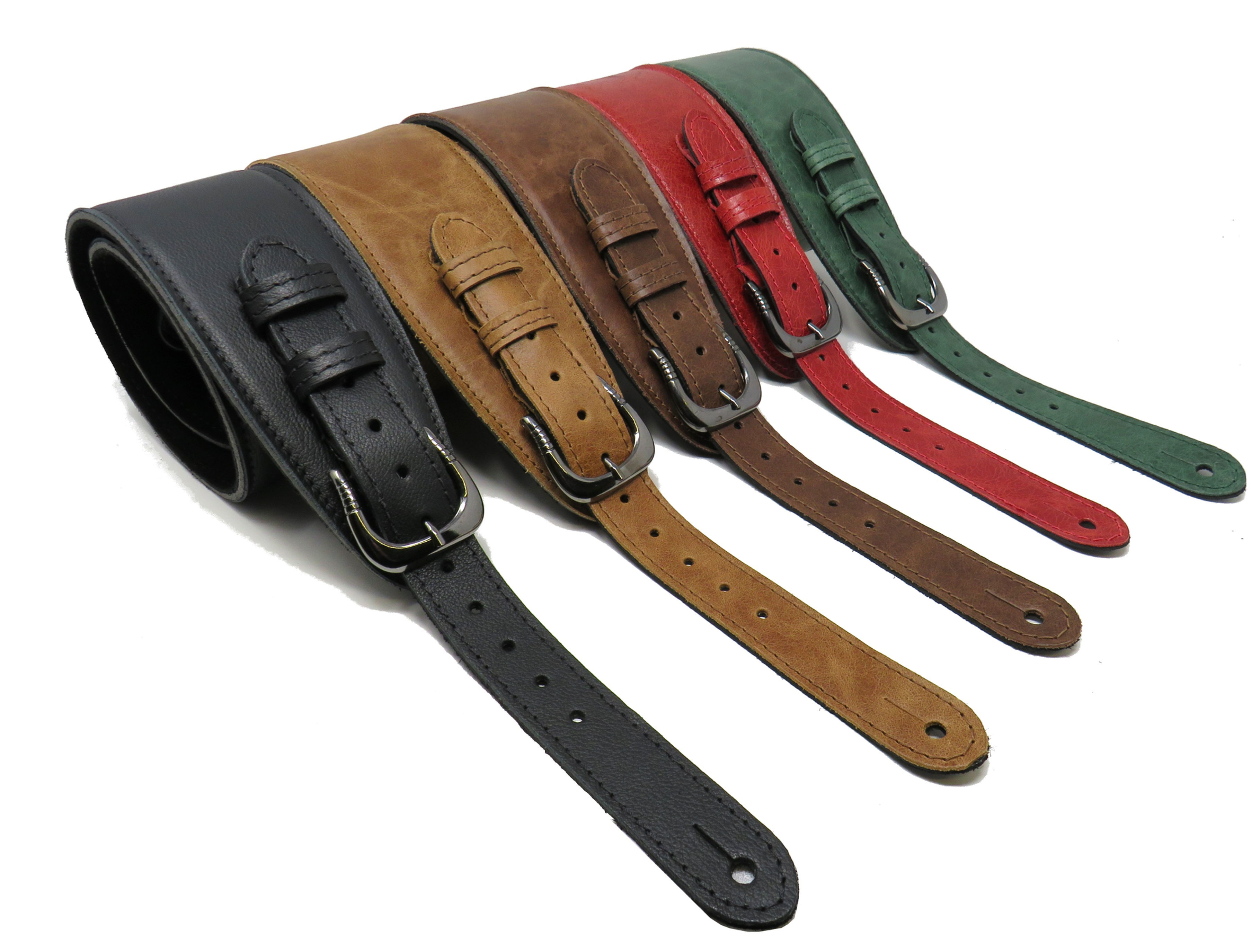 Irish Music Gifts LEATHERGRAFT 2.75" FAB Softy Premium Leather Guitar Strap Black, Brown, Green, Red
