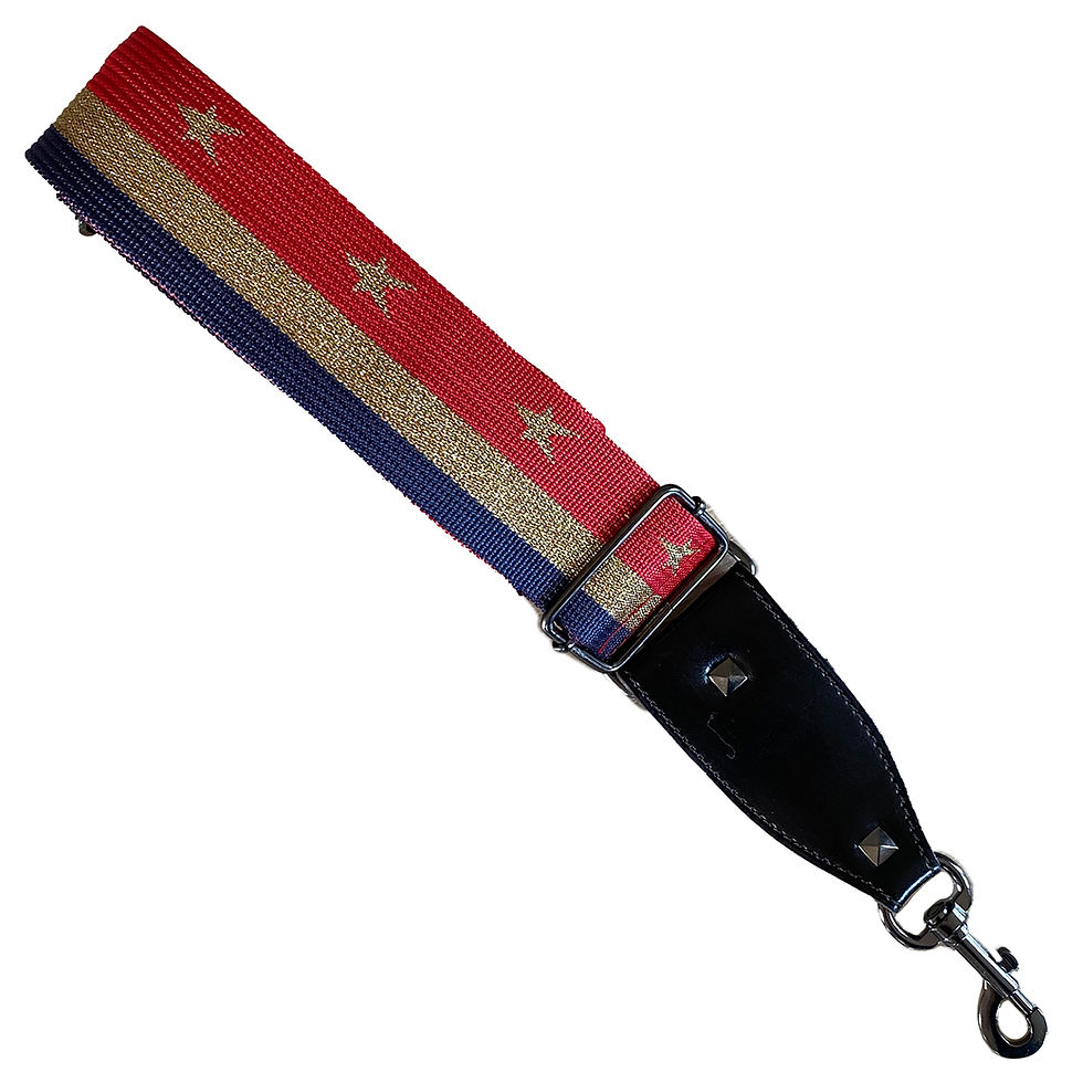 Irish Music Gifts Banjo Strap with 2 hook ends Stars and Stripes