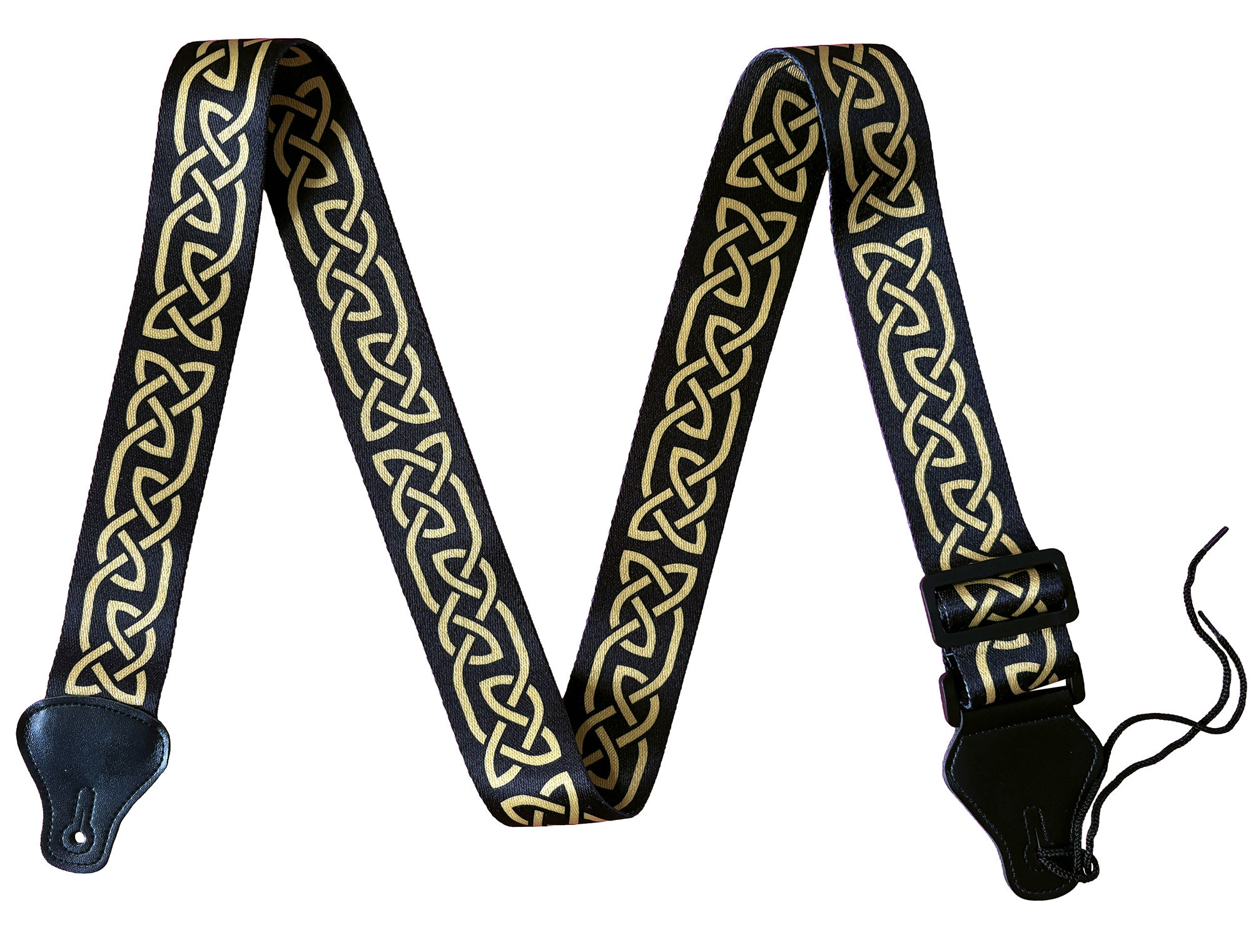 Irish Music gifts Black and Gold Celtic Knot Guitar Strap