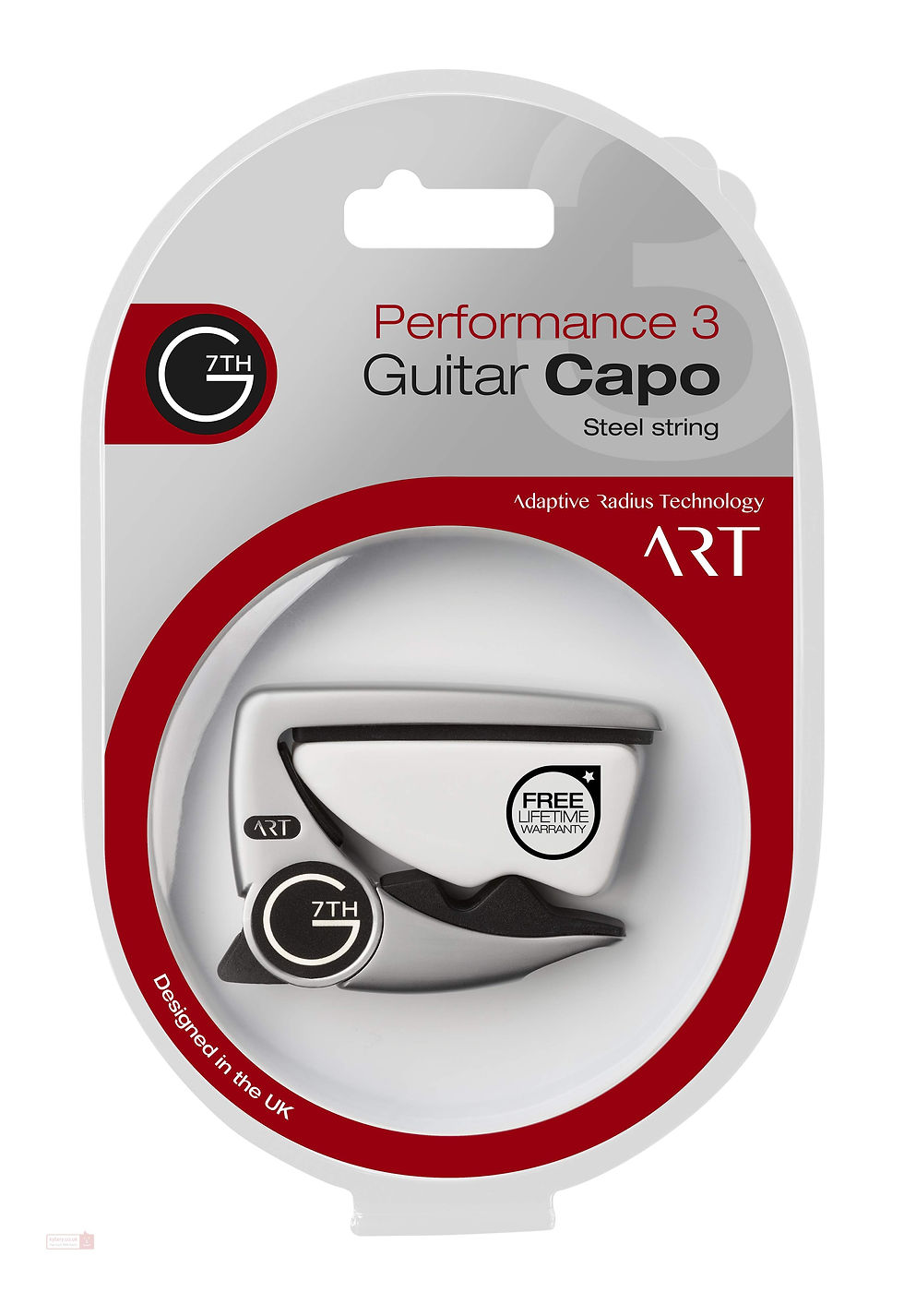 Irish Music Gifts G7TH PERFORMANCE 3 ACOUSTIC GUITAR CAPO WITH ART  SILVER C81010