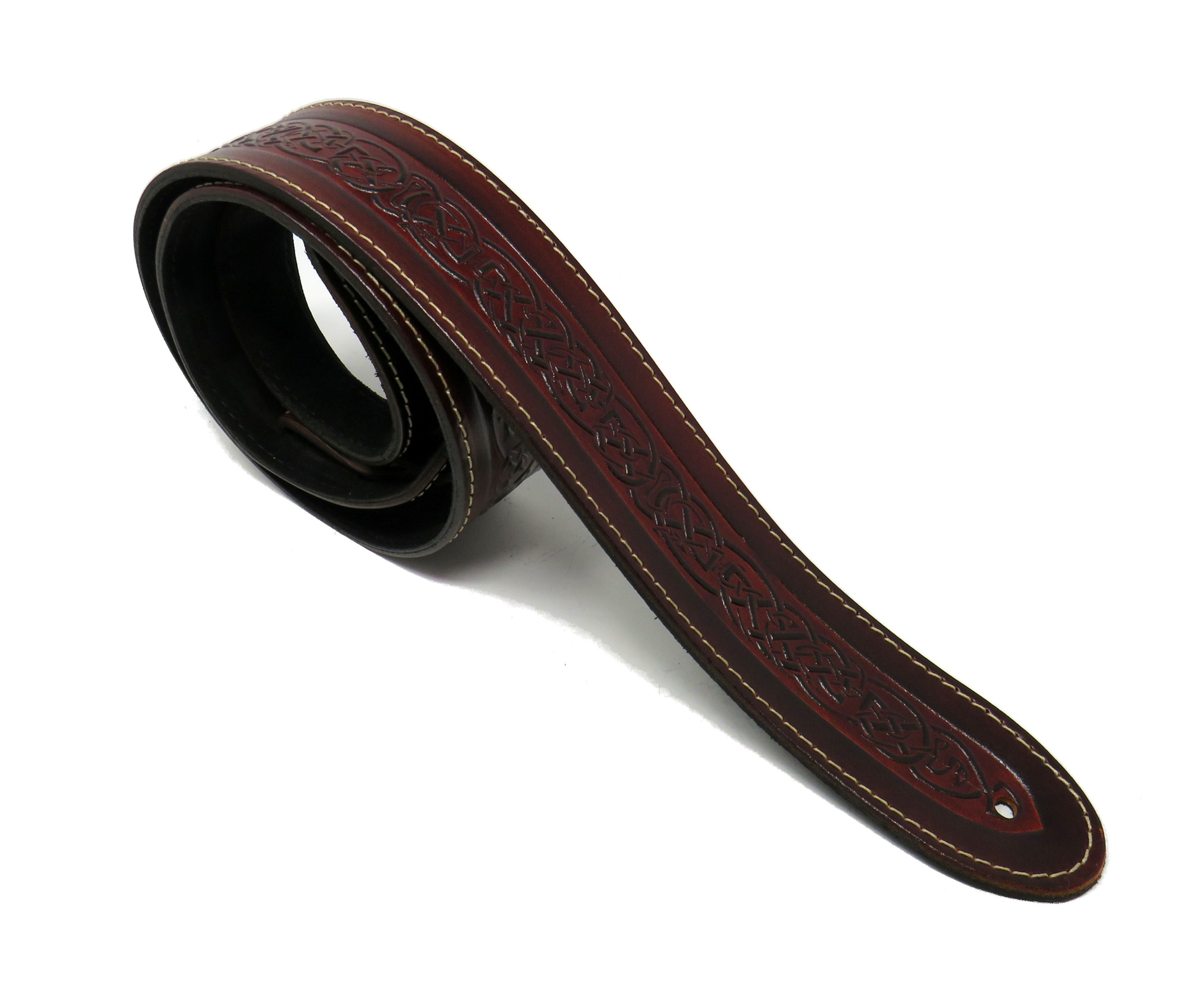 Irish Music Gifts 2.75" Leather Embossed Celtic Guitar Strap