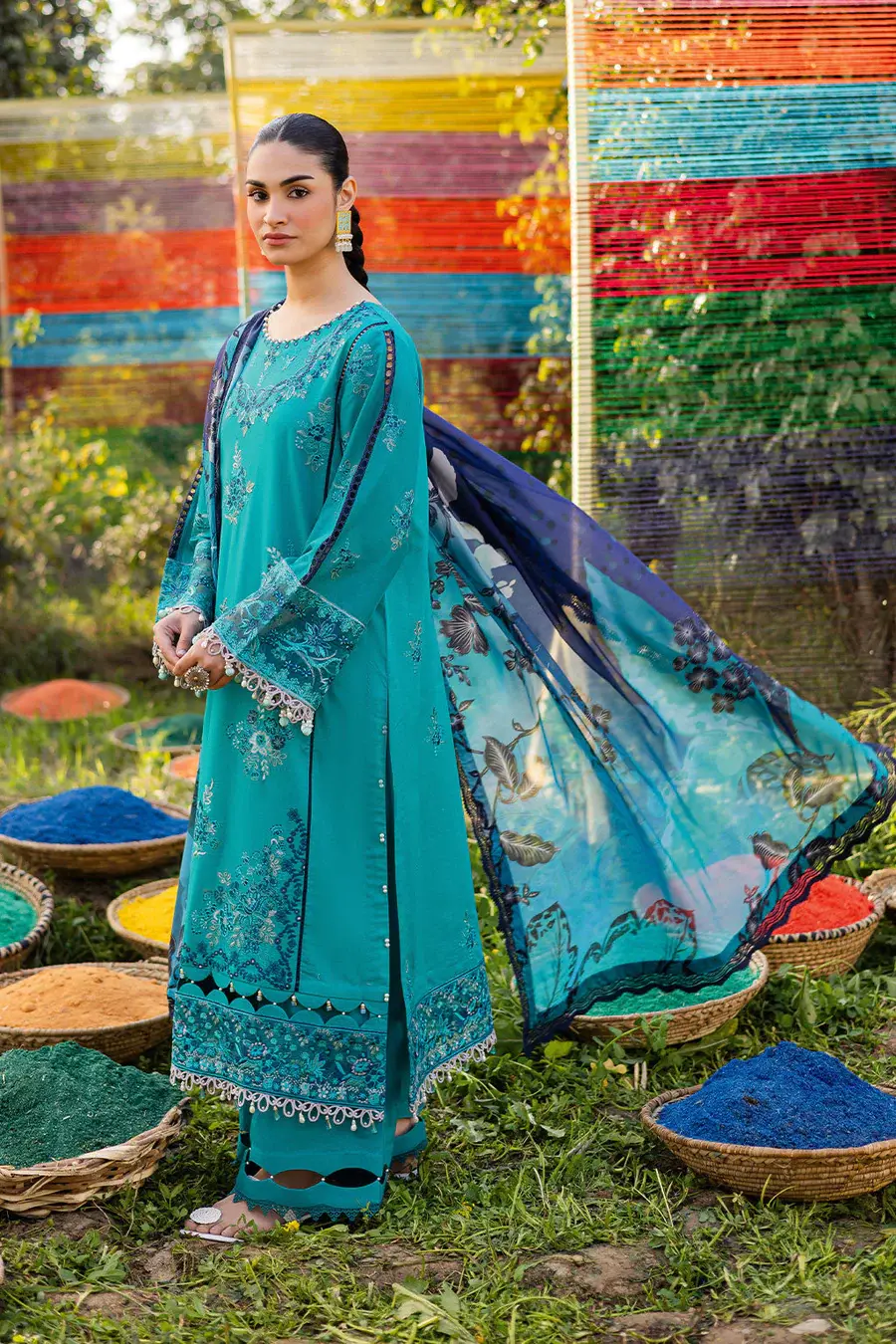 Thumbnail: Ramsha - Emb Lawn suit/silk dupatta 