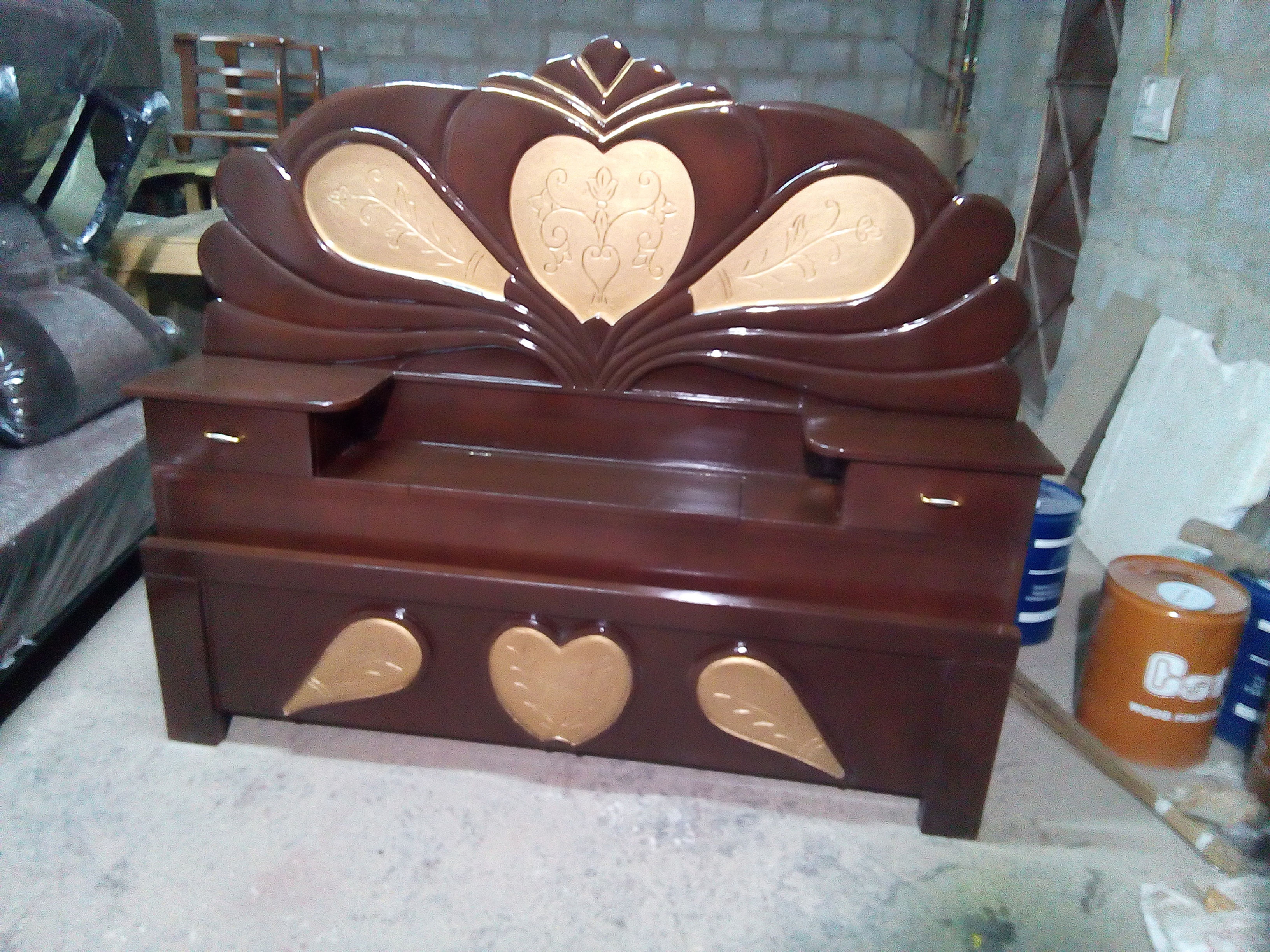 Rubber wood Designer Bed with Storage