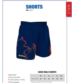 Male shorts size chart