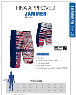 FINA approved jammers size chart