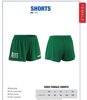 Female Shorts size chart