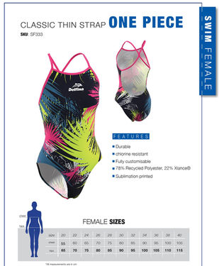 Classic thin straps SF333 
 swimsuit for customisation size chart