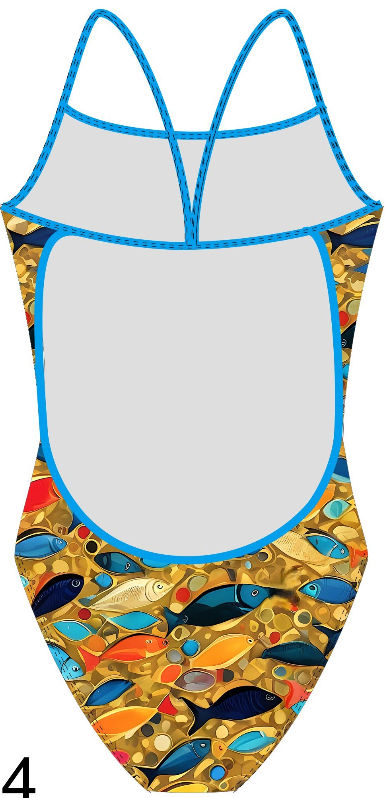 Delfina Classic Thin Straps SF333 swimsuit in Solstice Swim print, made from eco‑friendly Carvico