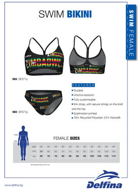 Training Bikini set size chart