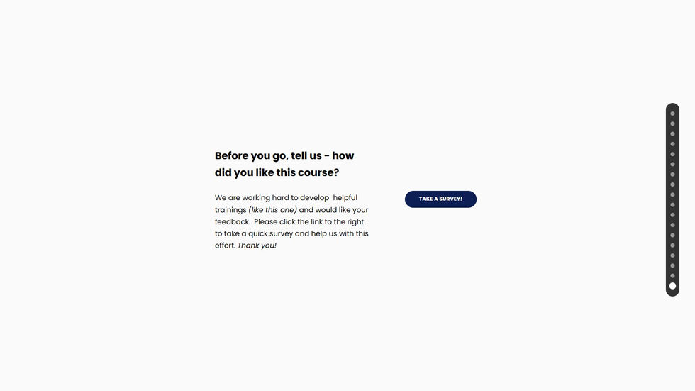 Students prompted to provide feedback via survey.