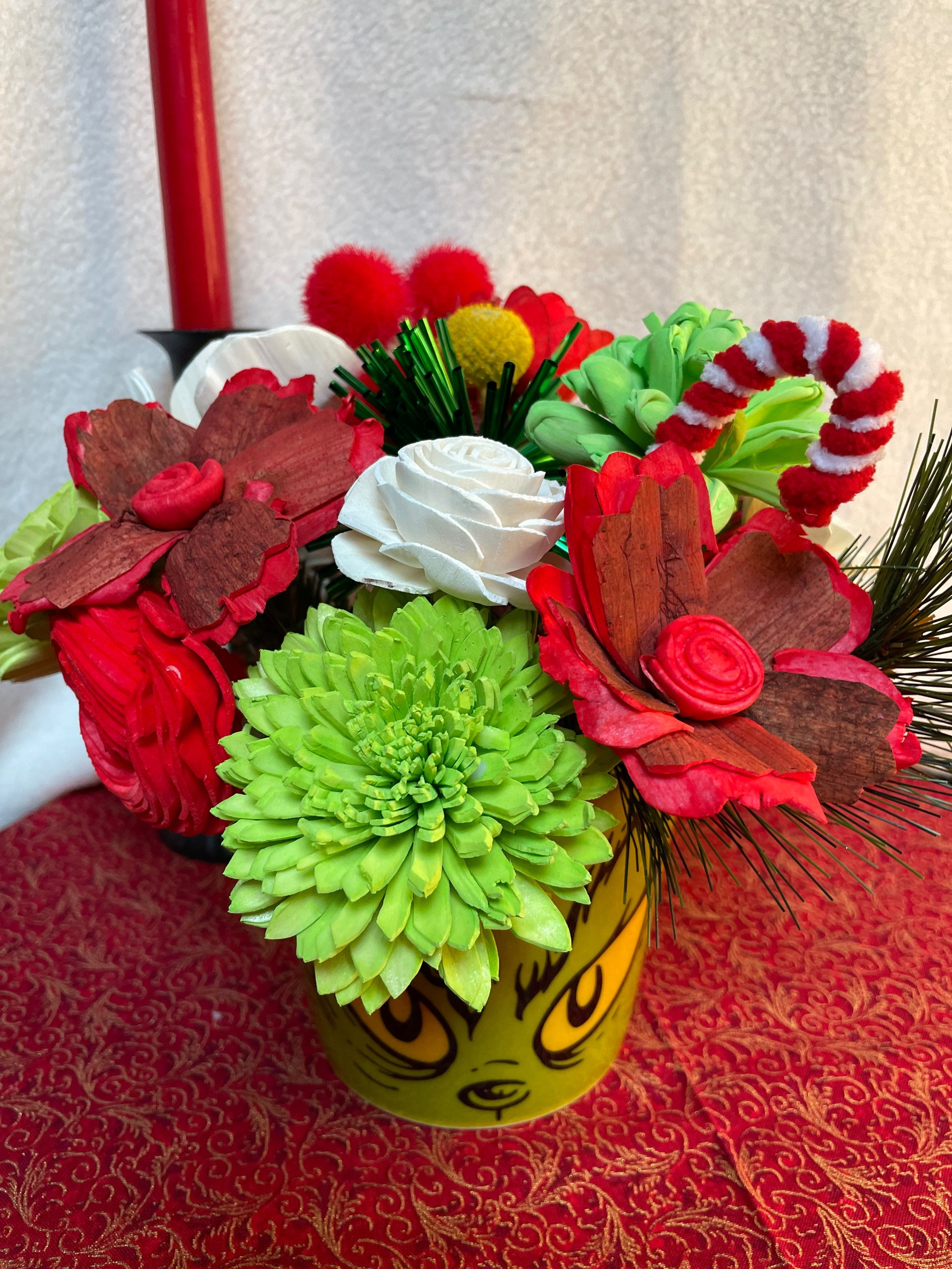 Grinch Theme Floral Arrangement 