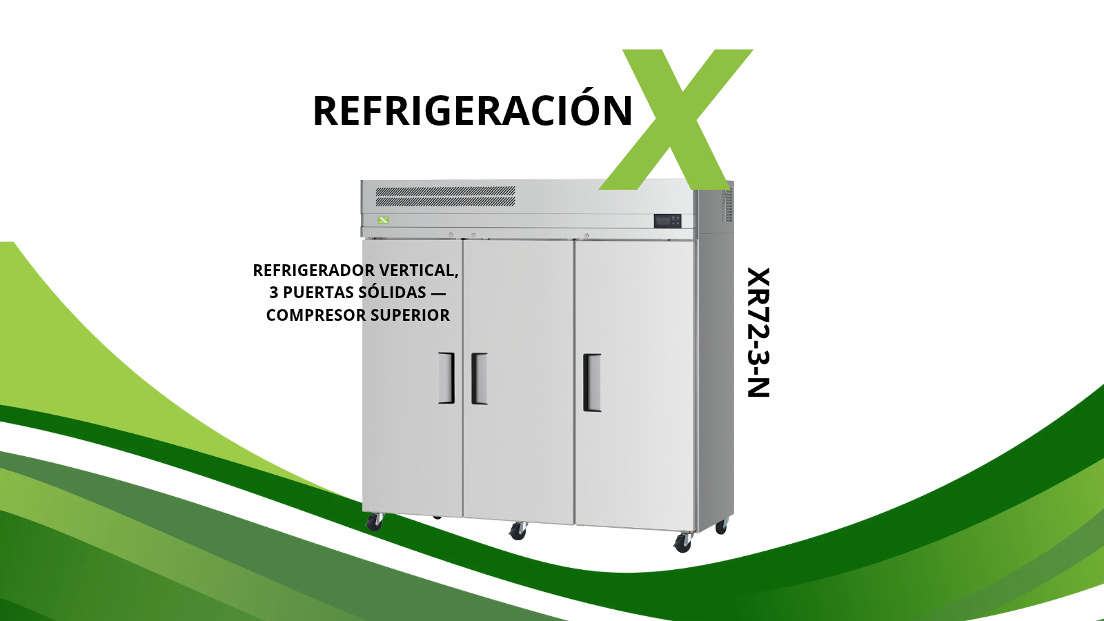 REFRIGERADOR VERTICAL DE 3 PUERTAS SOLIDAS