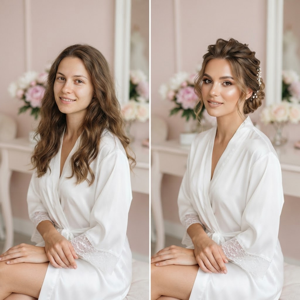 before and after of bride