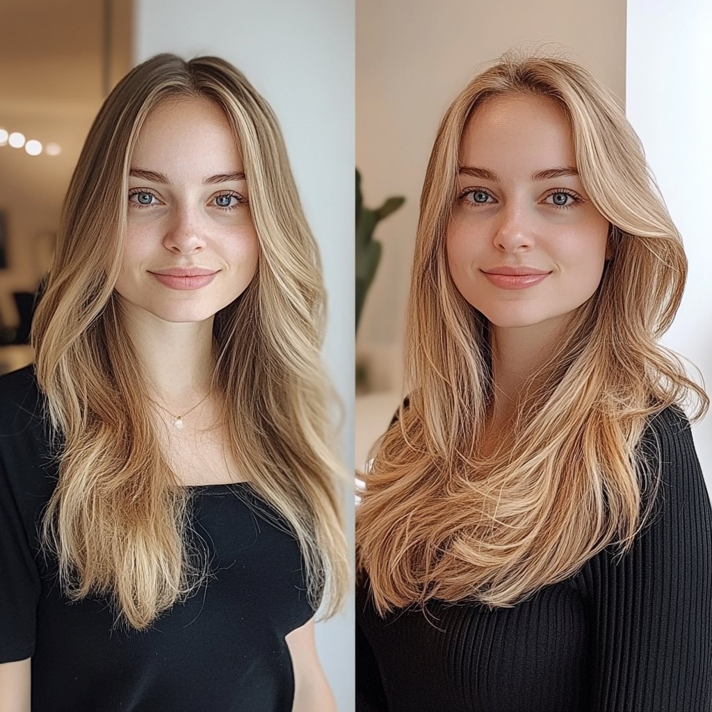 Real before and after hair photo taken of client