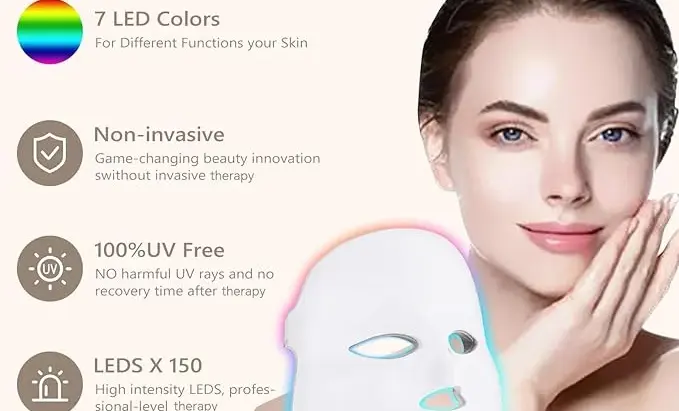 LOUDYKACA Led Face Mask Light Therapy, Red Light Therapy for Face, 7-1 Colors LED Facial Skin Care