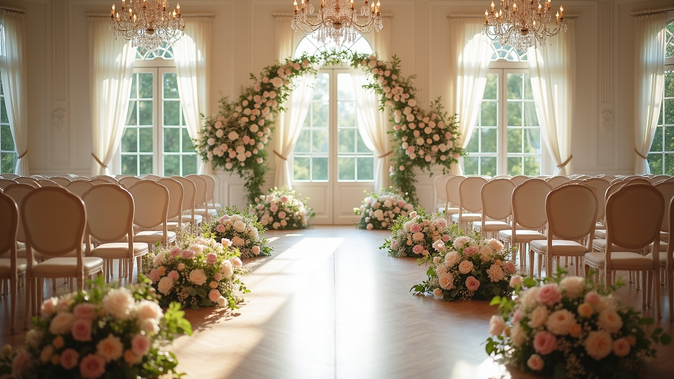 Eye-level view of a beautifully decorated wedding venue