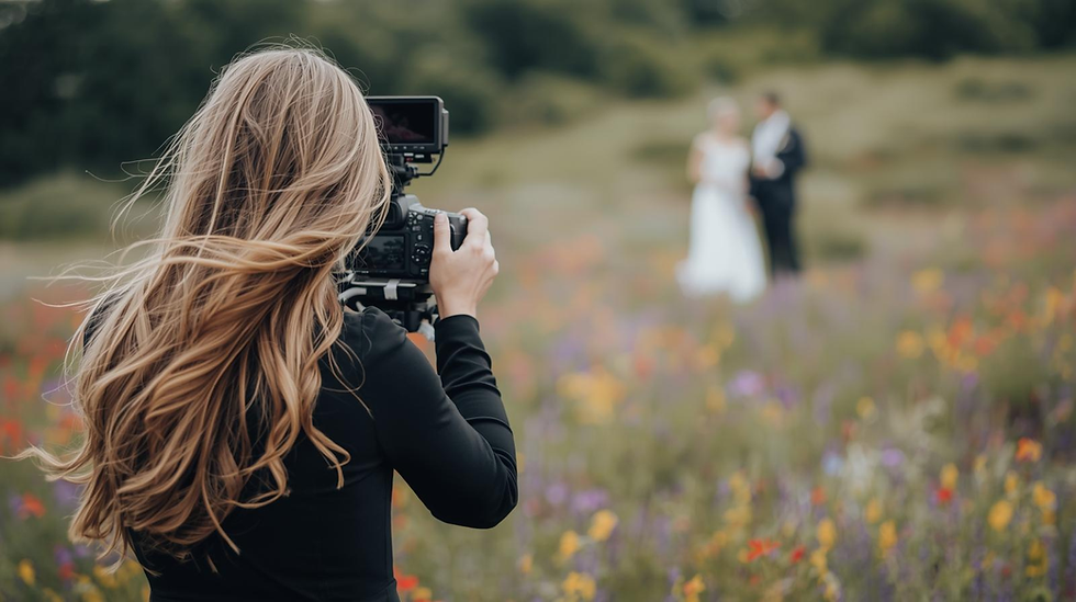 Eye-level view of a vintage camcorder on a wooden table