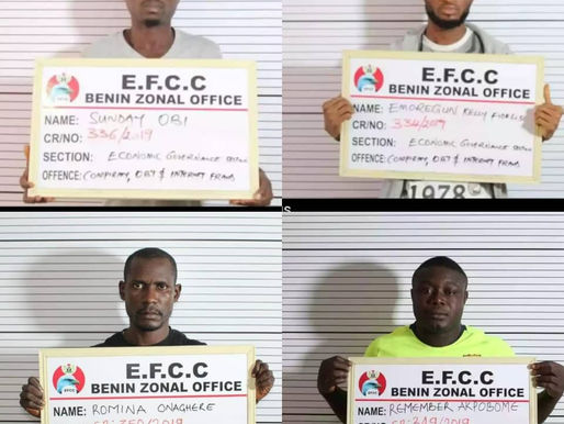 [QUICKLY READ] EFCC Arrests Four Suspected Fraudsters for Defrauding American Lady, Forging EFCC Doc