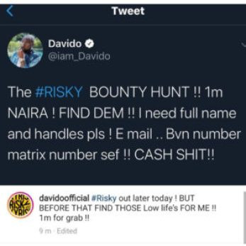 Davido offers N1m to anybody who can find the ladies in viral video claiming one of them is pregnant for him
