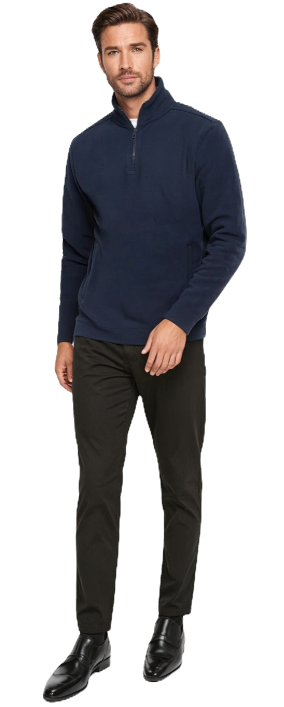 Thumbnail: navy Pull Over Fleece Jacket