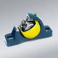 A blue and yellow self-lube-bearing unit