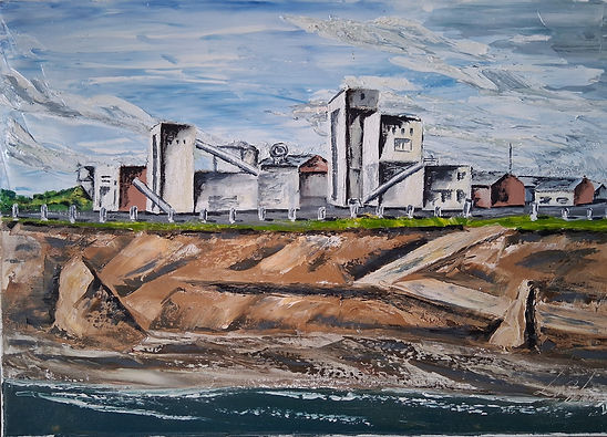 Original painting of an industrial landscape by Liz Lees Art