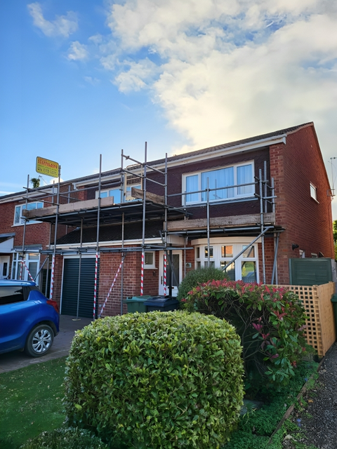 Domestic scaffolding, home being renovated