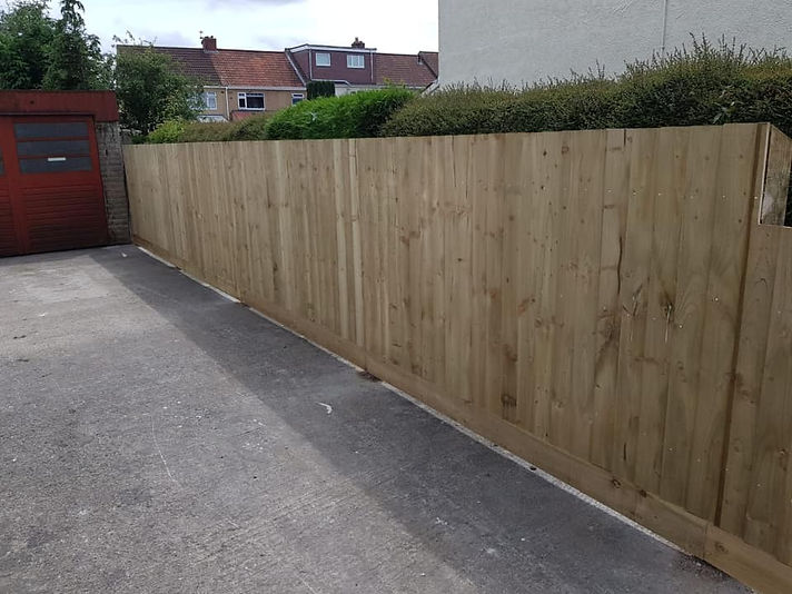 Wooden fence alongside a concrete driveway