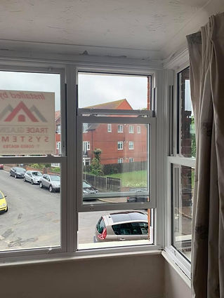 View from inside a room looking out a window