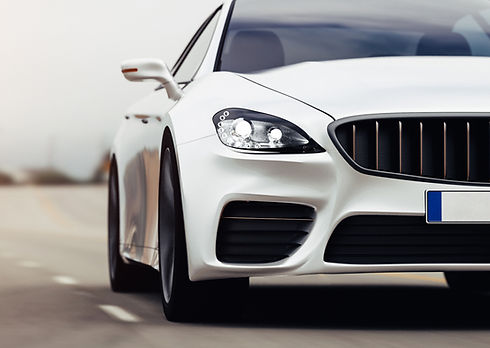 Close-up of a sleek white car