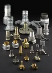 A collection of various metal fittings and connectors