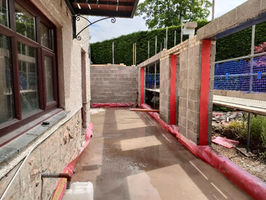 Site preparation for laying the patio outside a new house