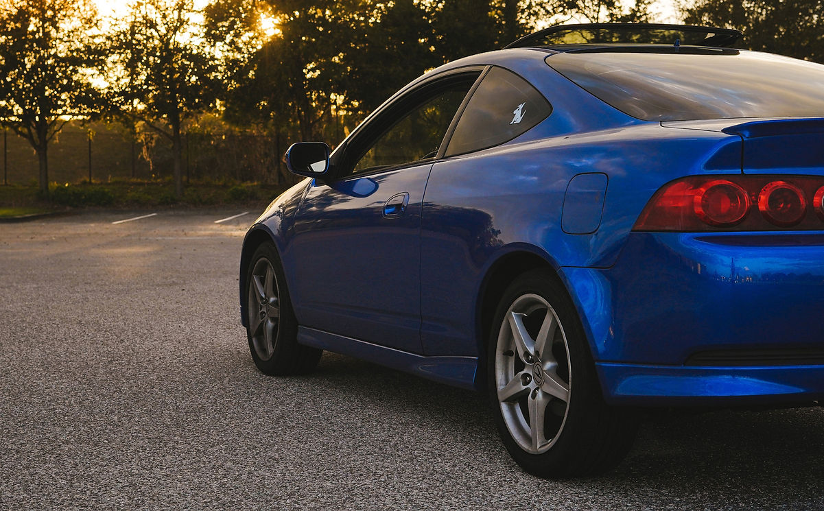 A blue car after repair