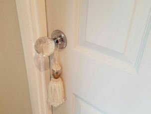 Close up of a fitted door handle and privacy lock