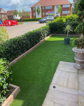 Artificial grass installed in a garden