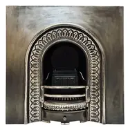 19th Century Victorian Manner Arched Cast Iron Fireplace Insert