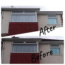 Before and after cleaning the exterior of a window