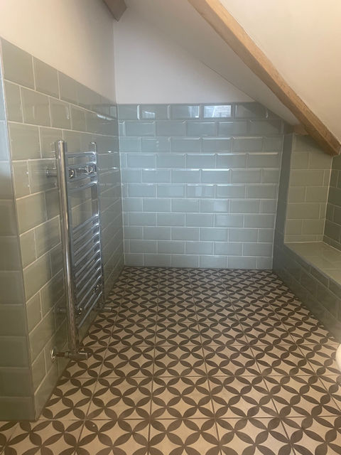 Bathroom after installing the tiles