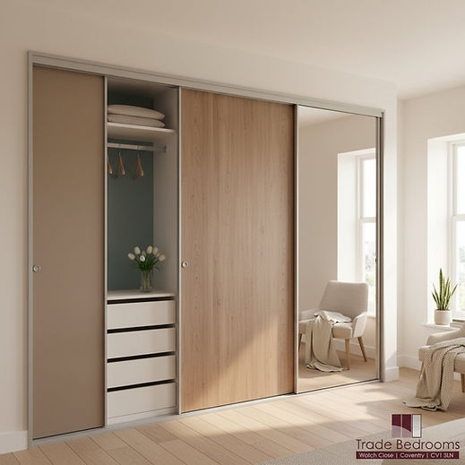 Bespoke walk-in wardrobe interior with organised shelving and hanging space
