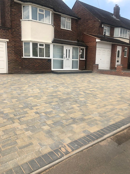 Block paved driveway of a house