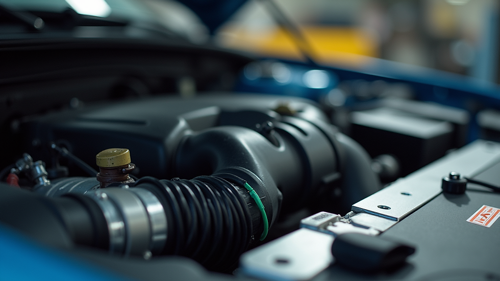 Close-up view of car engine components during tuning