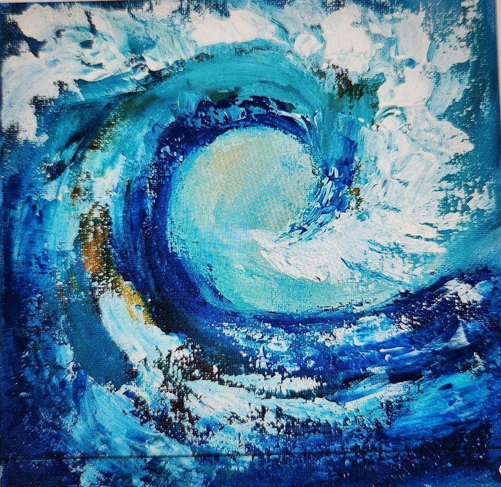A calming, creative art session painting an abstract wave