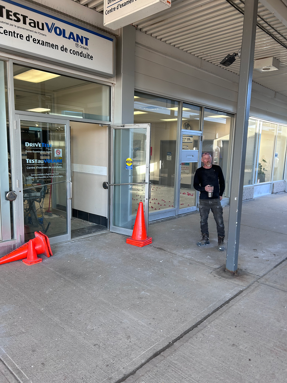 Northern Son completed commercial tile repair at DriveTest Ontario Centre in Sault Ste. Marie, exter