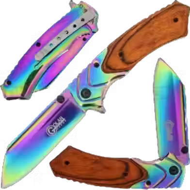Golan Rainbow and Wood Lock Knife