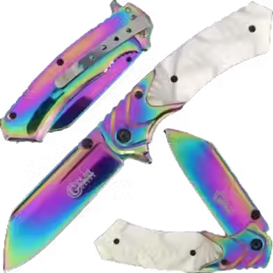 Golan Rainbow & White Pearl Effect Lock Knife