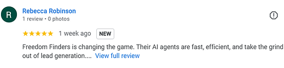 5 Star Google Review from Rebecca Robinson