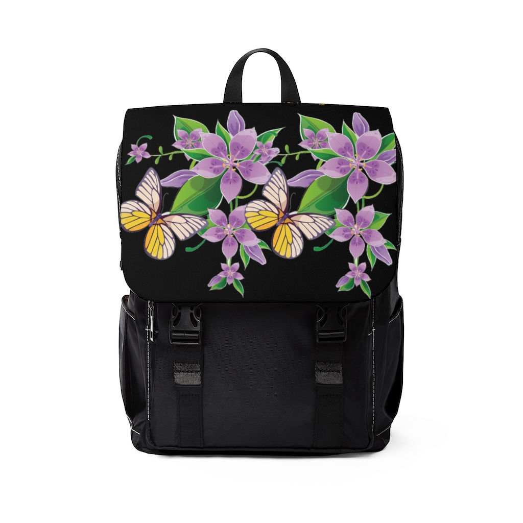 Butterfly Flower Unisex Casual Shoulder Backpack