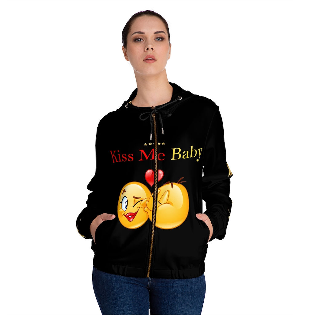 Kiss Me Women’s Full-Zip Hoodie (AOP)